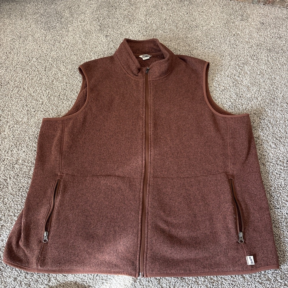 Duluth Trading Full Zip Up Fleece Vest Mens 2XL Orange Full Soft Relaxed Fit XXL